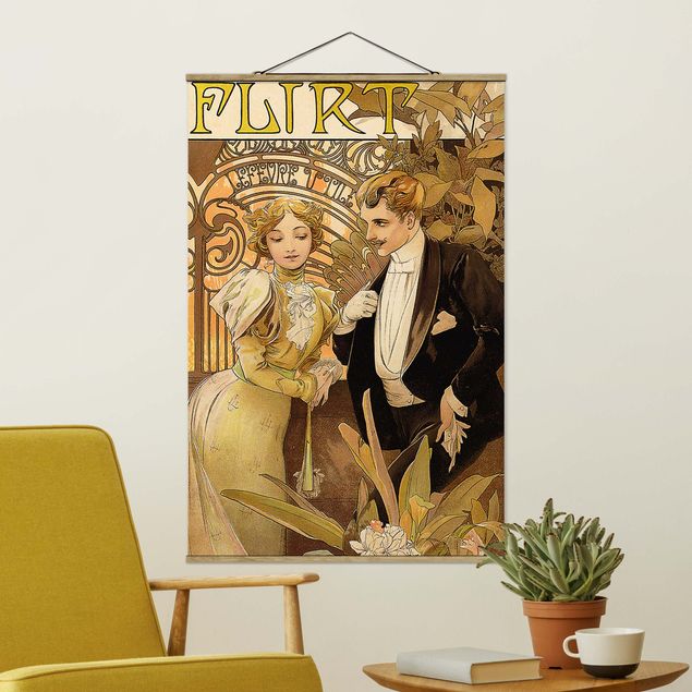 Konststilar Art Deco Alfons Mucha - Advertising Poster For Flirt Biscuits