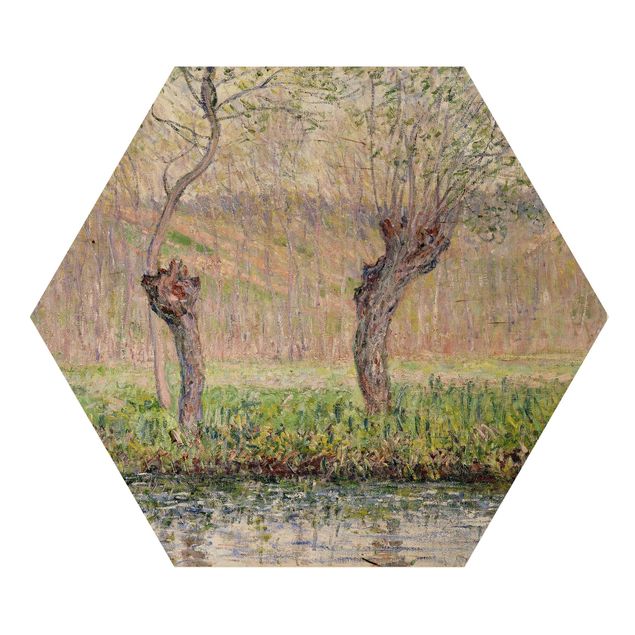 Trätavlor landskap Claude Monet - Willow Trees Spring