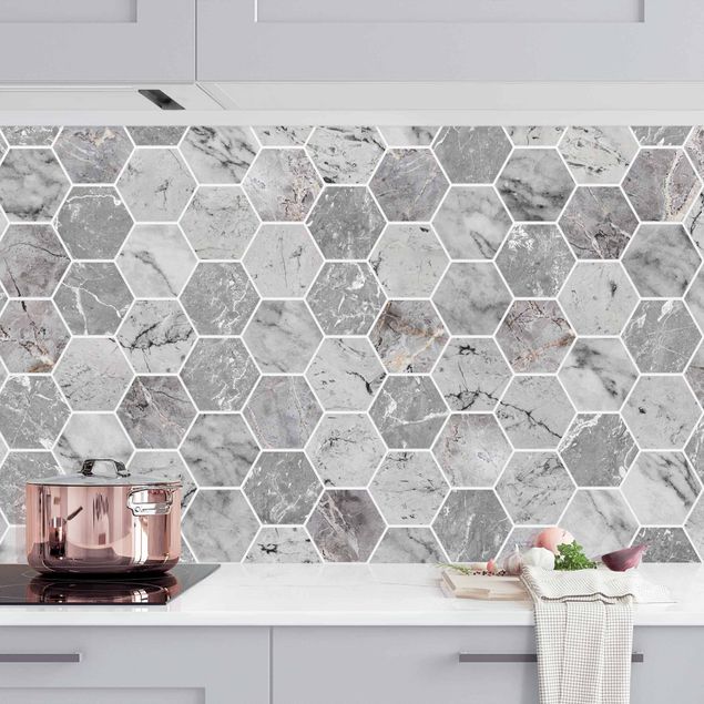 Kök dekoration Marble Hexagon Tiles - Grey