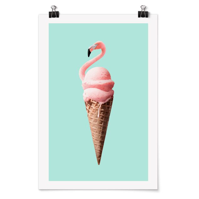 Tavlor konstutskrifter Ice Cream Cone With Flamingo