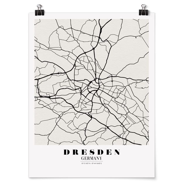 Posters världskartor Dresden City Map - Classical