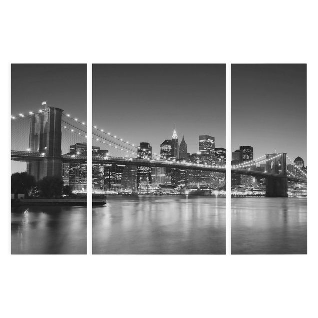 Canvastavlor svart och vitt Brooklyn Bridge in New York II