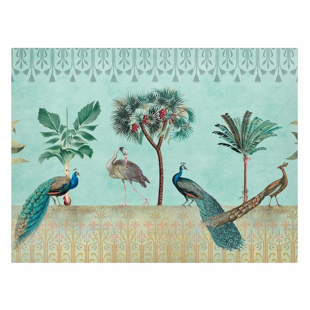 Magnettavla blommor  Vintage Collage - Tropical Bird With Palm Trees