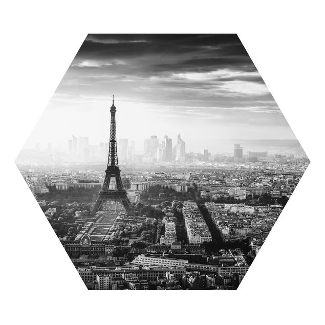 Tavlor svart och vitt The Eiffel Tower From Above Black And White