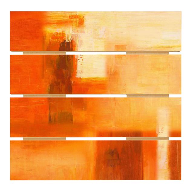 Trätavlor Composition In Orange And Brown 02