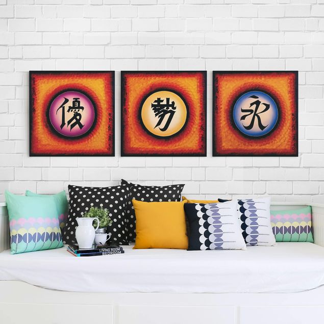 Canvastavlor ordspråk Chinese Characters Trio
