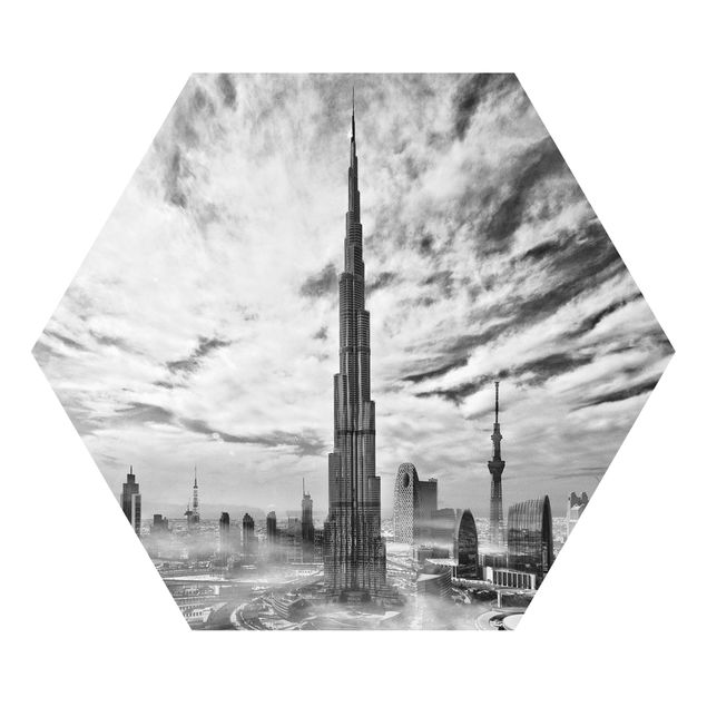 Tavlor svart och vitt Dubai Super Skyline