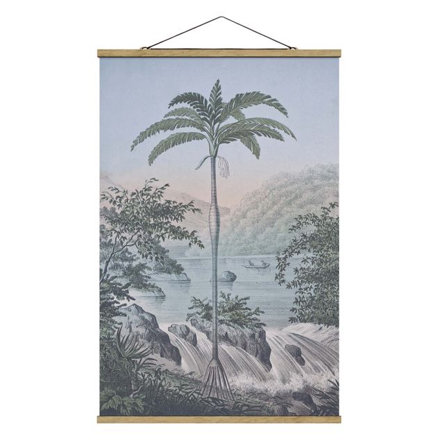 Tavlor natur Vintage Illustration - Landscape With Palm Tree