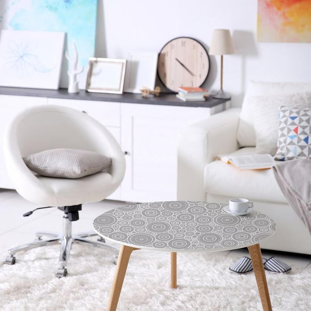 Möbelfolier mönster 60s Retro Circle Pattern Light Grey White