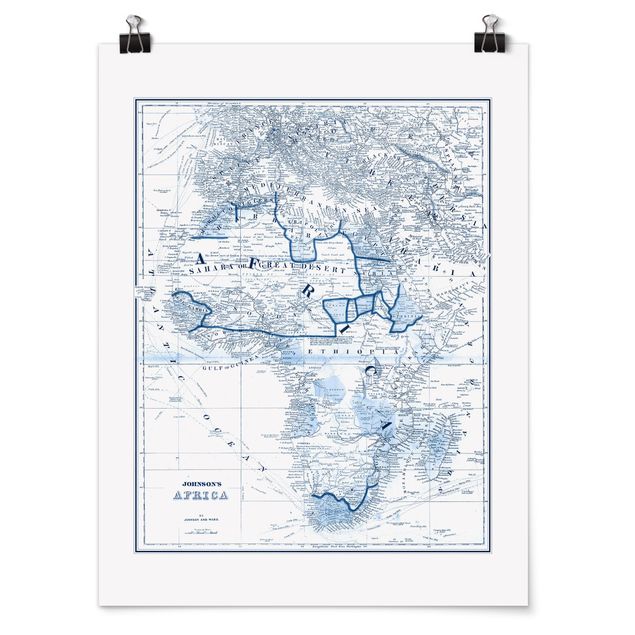 Tavlor Afrika Map In Blue Tones - Africa