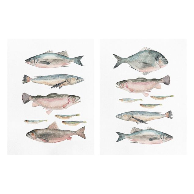 Tavlor modernt Fish In Watercolour Set I