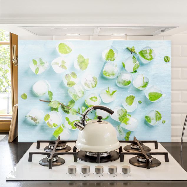 Kök dekoration Ice Cubes With Mint Leaves