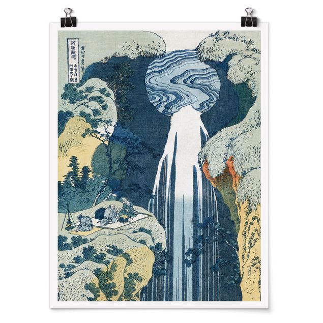 Tavlor landskap Katsushika Hokusai - The Waterfall of Amida behind the Kiso Road