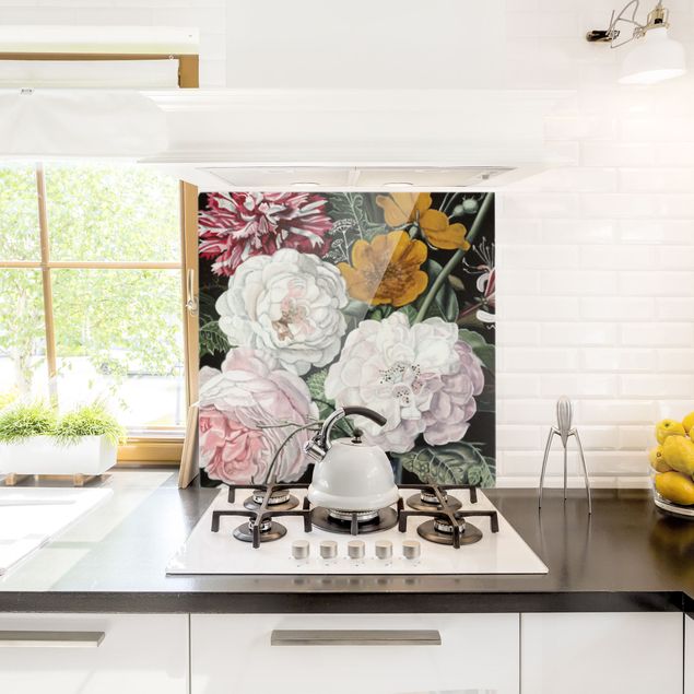Stänkskydd kök glas blommor  Baroque Bouquet