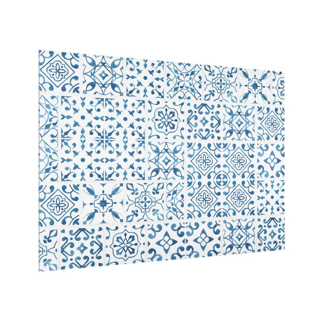 glasskivor kök Tile pattern Blue White