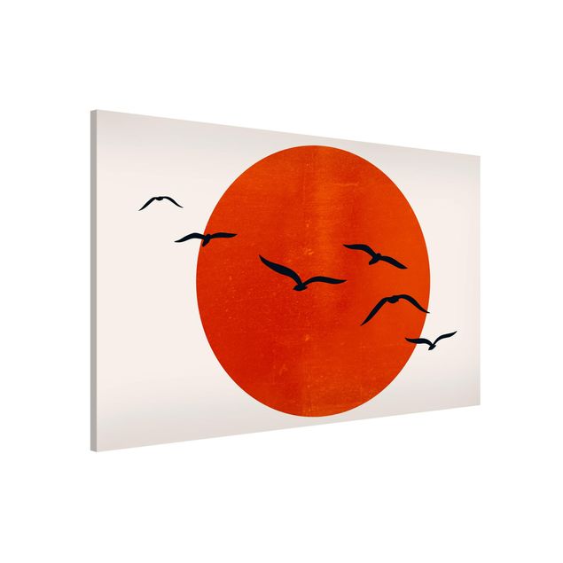 Kök dekoration Flock Of Birds In Front Of Red Sun I