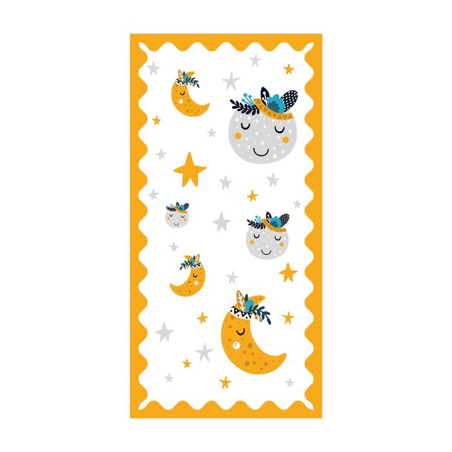 matta multifärgad Sleaping Friends Moon And Stars With Frame