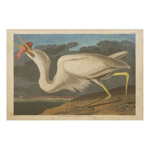 Trätavlor vintage Vintage Board Great White Egret