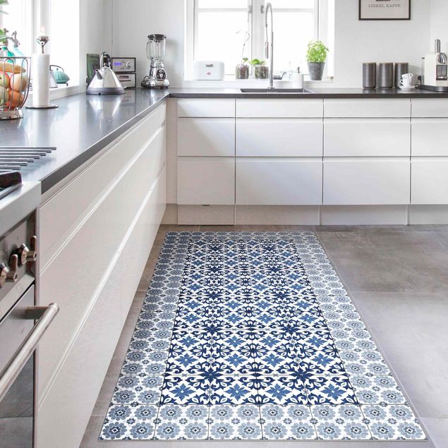Kök dekoration Moroccan Tiles Floral Blueprint With Tile Frame