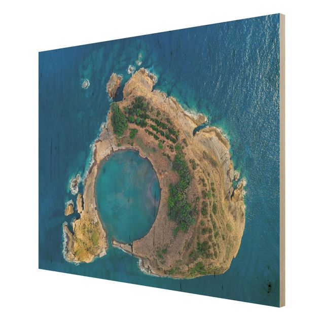 Trätavlor stränder Aerial View - The Island Of Vila Franca Do Campo
