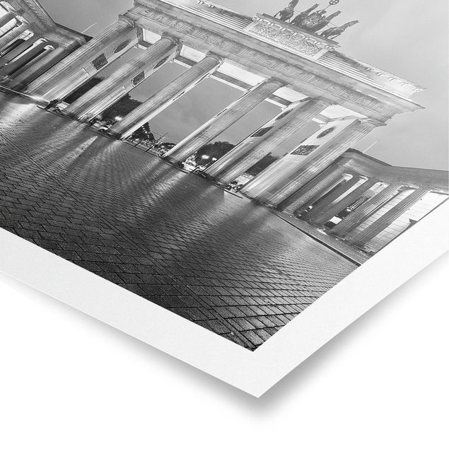 Posters svart och vitt Illuminated Brandenburg Gate II