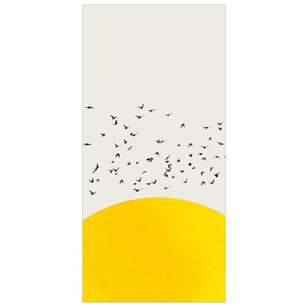 Rumsavdelare Flock Of Birds In Front Of Yellow Sun