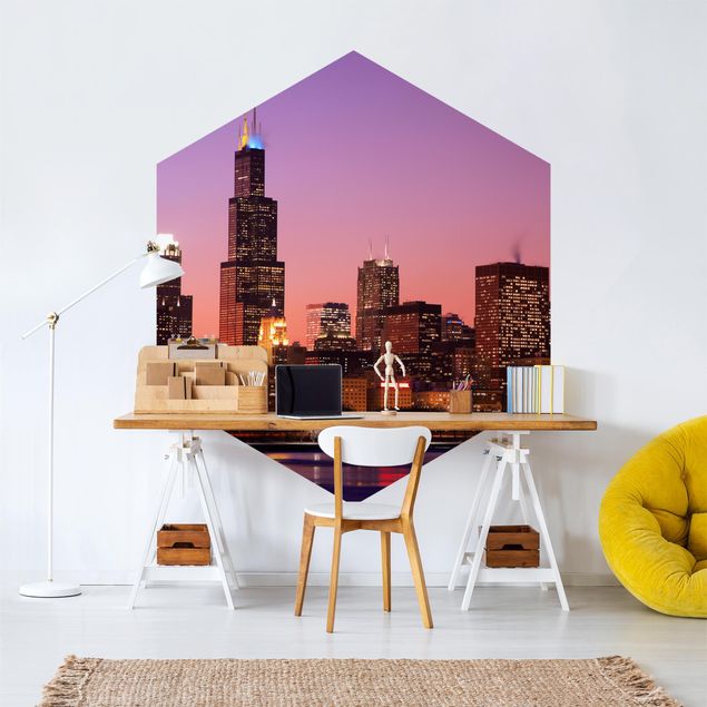 Hexagonala tapeter Chicago Skyline
