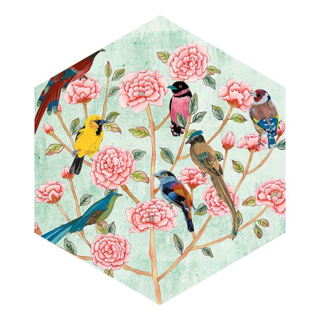 Tapeter vintage Chinoiserie Collage In Mint