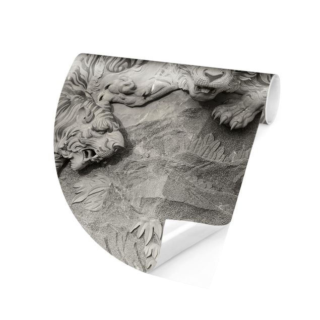 Fototapeter 3D Chinoiserie Tiger In Stone Look