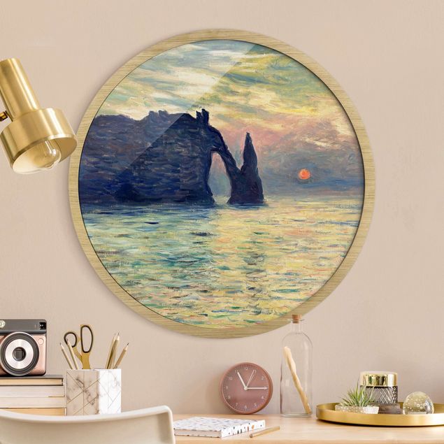 Tavlor med ram konstutskrifter Claude Monet - Rock Sunset