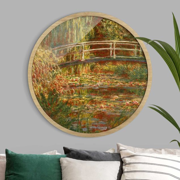 Tavlor med ram konstutskrifter Claude Monet - Waterlily Pond And Japanese Bridge (Harmony In Pink)