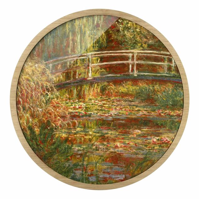 Tavlor med ram abstrakt Claude Monet - Waterlily Pond And Japanese Bridge (Harmony In Pink)