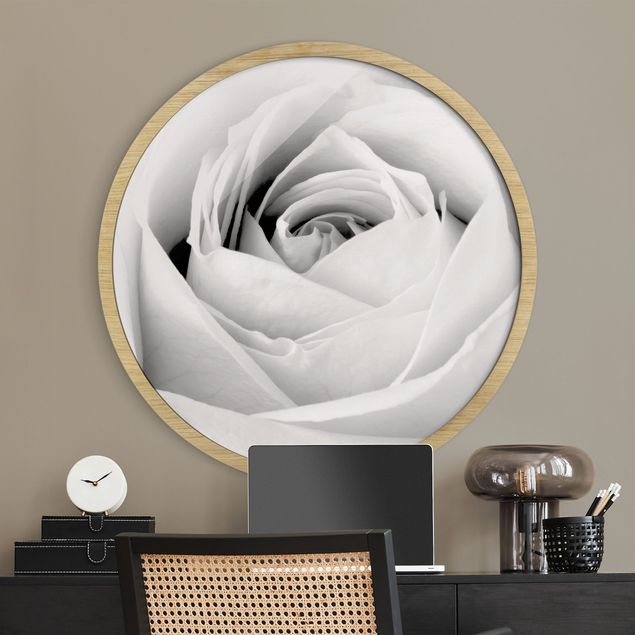 Tavlor med ram svart och vitt Close Up Rose