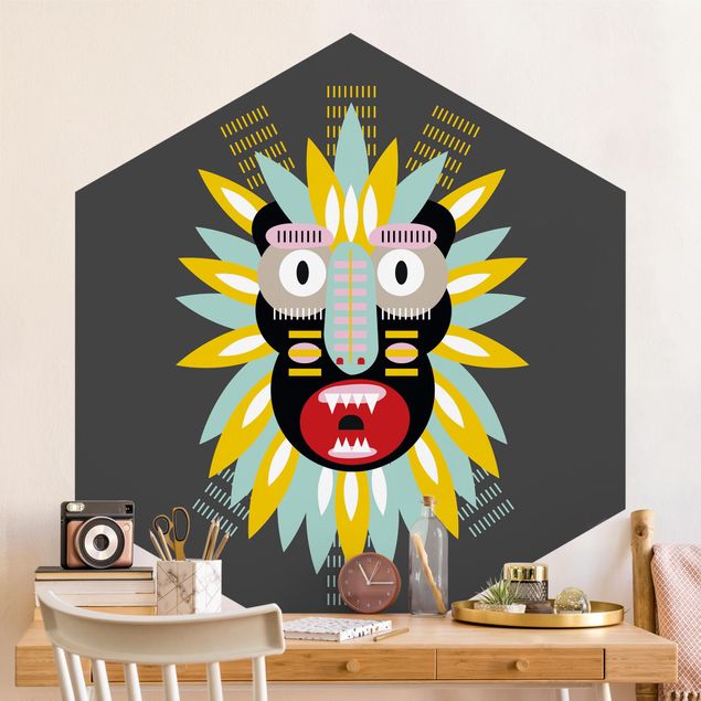 Tapeter modernt Collage Ethnic Mask - King Kong