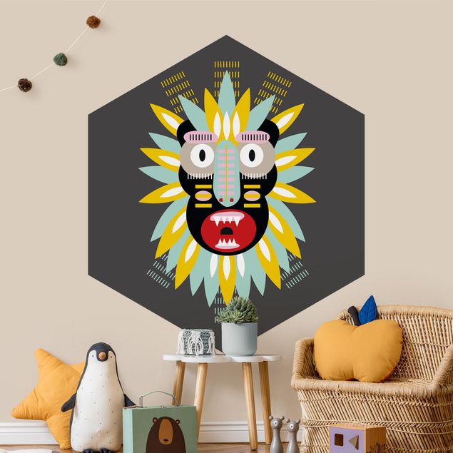 Hexagonala tapeter Collage Ethnic Mask - King Kong