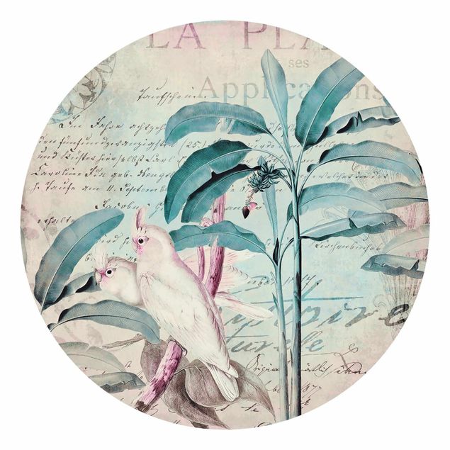 Tapeter modernt Colonial Style Collage - Cockatoos And Palm Trees