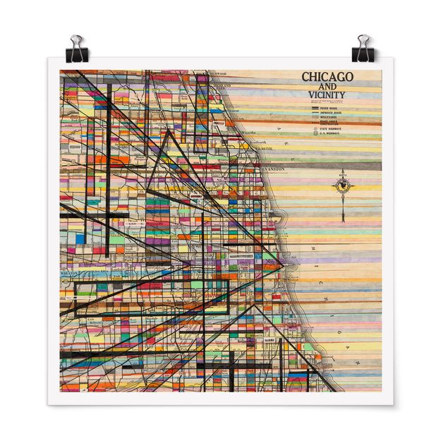 Tavlor världskartor Modern Map Of Chicago