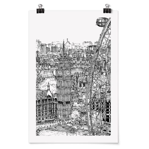 Posters svart och vitt City Study - London Eye