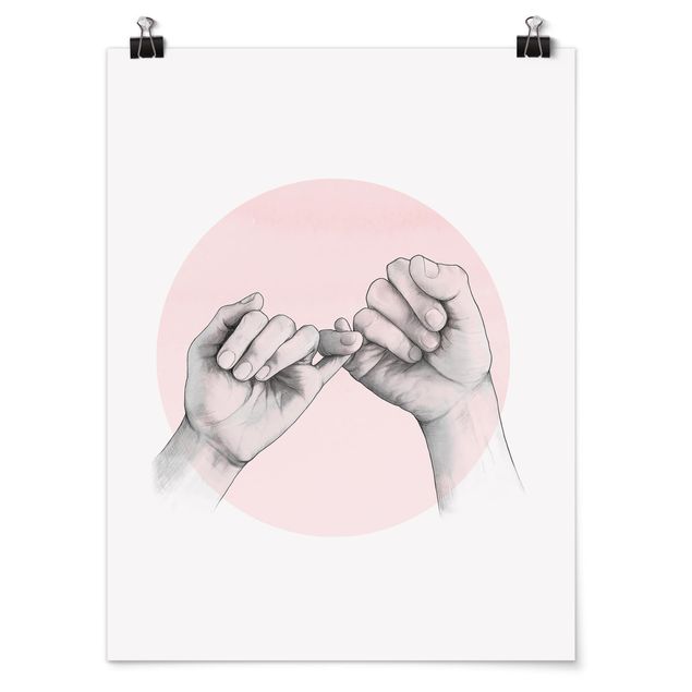 Tavlor kära Illustration Hands Friendship Circle Pink White