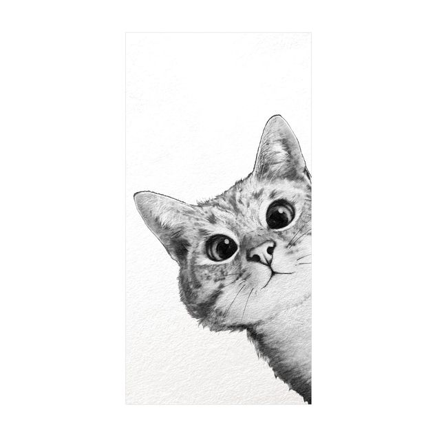 svartvita mattor Illustration Cat Drawing Black And White