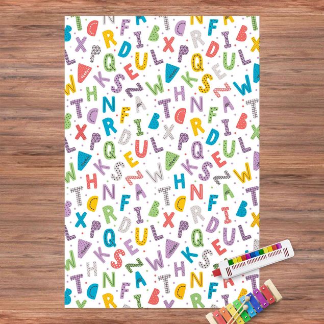 altanmattor Alphabet With Hearts And Dots In Colourful