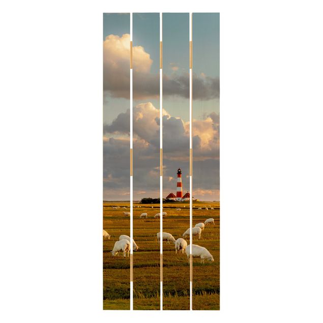 Tavlor Rainer Mirau North Sea Lighthouse With Flock Of Sheep