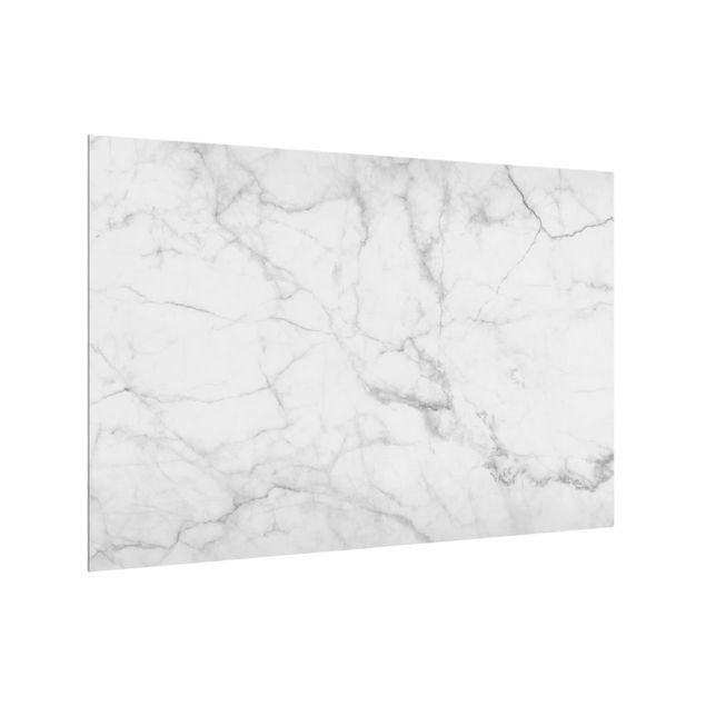Stänkskydd kök glas sten utseende Bianco Carrara