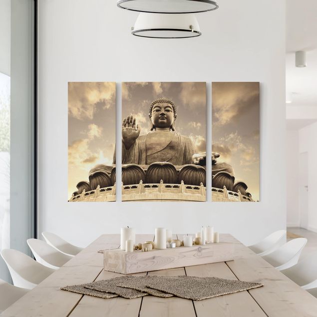 Canvastavlor andlig Big Buddha Sepia