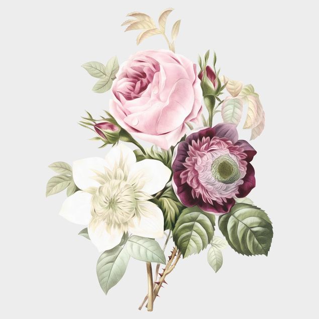 Wallstickers blommor  Vintage Illustration Bouquet XXL
