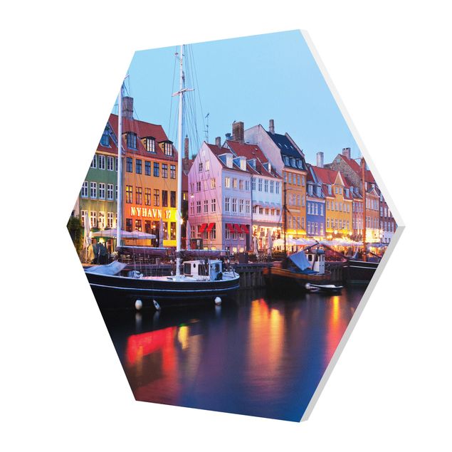 Hexagonala tavlor Copenhagen Harbor In The Evening