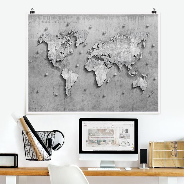 Kök dekoration Concrete World Map