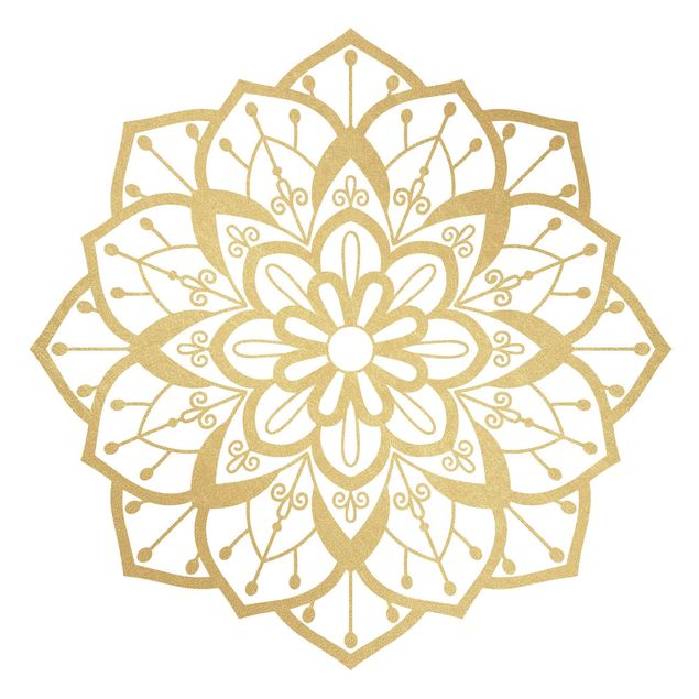 Wallstickers mandalas Mandala Flower Pattern Gold White