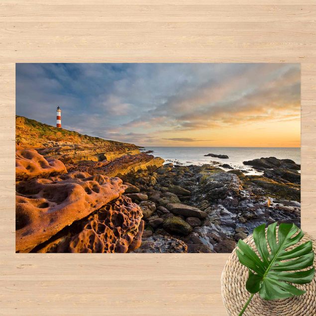 stor utomhusmatta Tarbat Ness Lighthouse And Sunset At The Ocean
