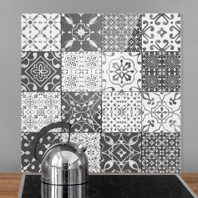 Kök dekoration Tile Pattern Mix Gray White